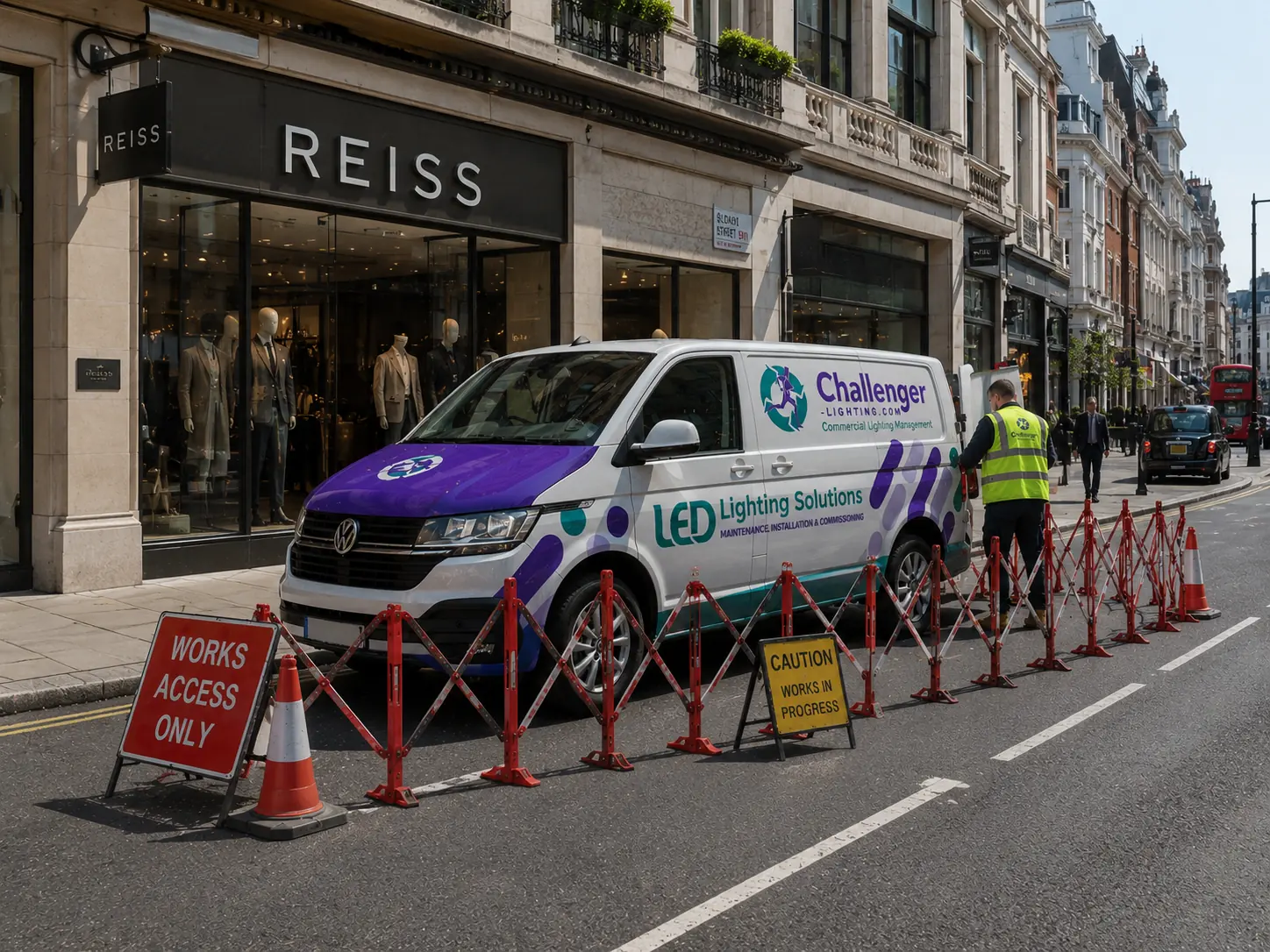 Challenger Lighting van outside Reiss